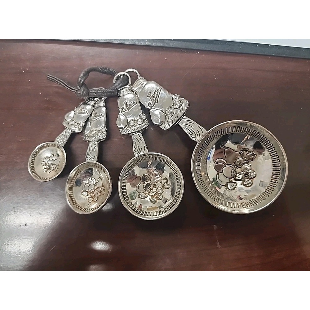 Jam Measuring Spoons, Stainless, Embossed With Fruit,‎ 4 pcs.